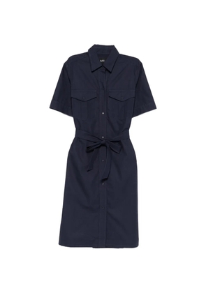 A.P.C. belted short-sleeve shirt dress - Blue
