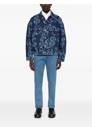 Études Studio dollar-print raw-edge denim jacket - Blue