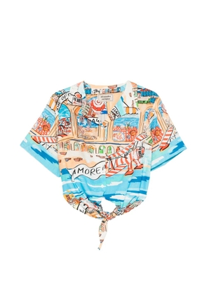 alessandro enriquez printed short-sleeves shirt - Blue