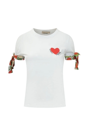 alessandro enriquez heart-embroidered tie-cuff T-shirt - White