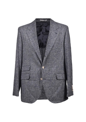 Brunello Cucinelli check-pattern single-breasted blazer - Blue