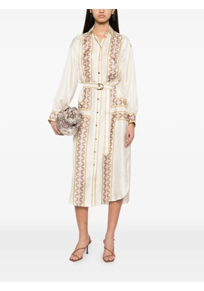 ZIMMERMANN geometric-print belted shirt dress - Neutrals