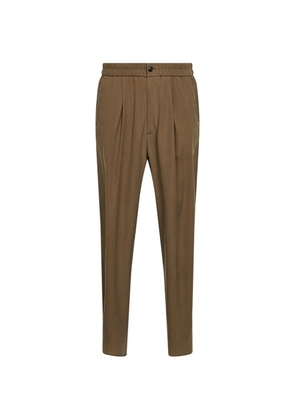 Giorgio Armani pleated elasticated-waistband trousers - Brown
