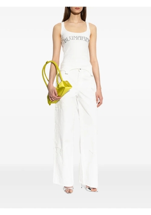 Blumarine rhinestone-embellished ribbed tank top - White