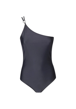 Coperni logo-plaque one-shoulder swimsuit - Black