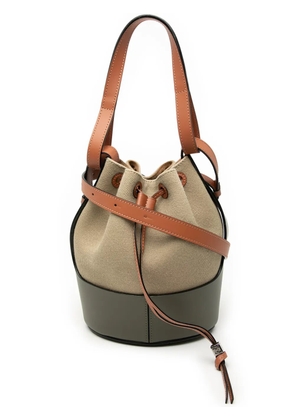 Loewe Pre-Owned 2020-2026 Small Canvas and Leather Balloon bucket bag - Brown