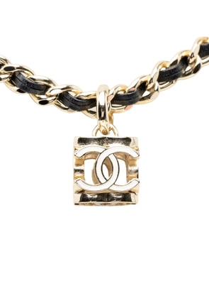 CHANEL Pre-Owned 2021 Gold Plated CC Cube Pendant Choker Necklace costume necklace