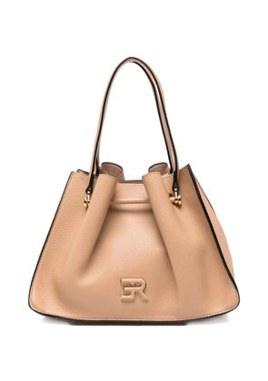 ERMANNO FIRENZE logo-plaque grained leather tote bag - Neutrals
