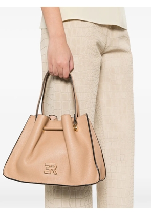 ERMANNO FIRENZE logo-plaque grained leather tote bag - Neutrals