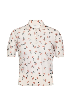 Jil Sander floral-print sheer polo shirt - Neutrals