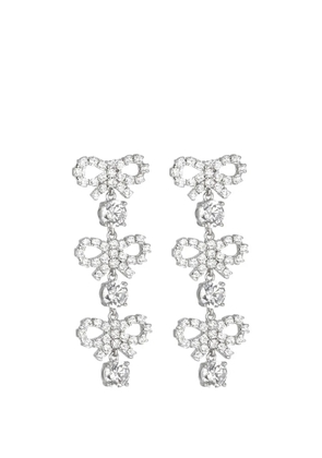 Self-Portrait crystal-embellished bow earrings - Silver