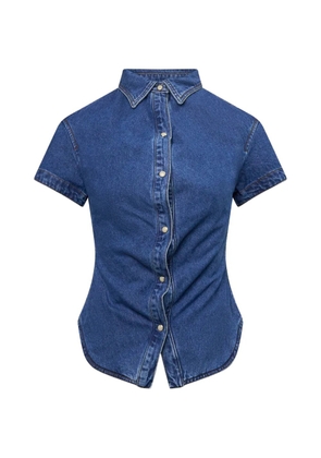 pushBUTTON short-sleeve denim shirt - Blue