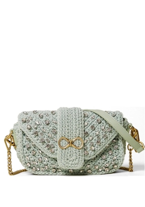 TWINSET crystal-embellished crochet shoulder bag - Blue