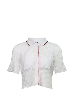 pushBUTTON lace cropped shirt - White