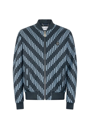 Philipp Plein interwoven leather bomber jacket - Blue