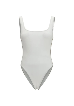 Burberry Check-stripe swimsuit - White