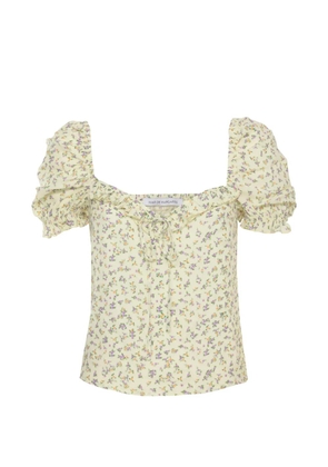 MAR DE MARGARITAS Letizia floral-print ruffled blouse - Yellow