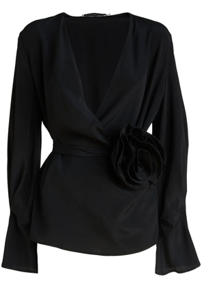 SIMONA CORSELLINI floral-appliqué blouse - Black