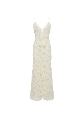 NISSA floral-appliqué dress - Neutrals