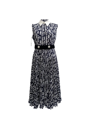 Prada Pre-Owned belted geometric-print dress - Blue