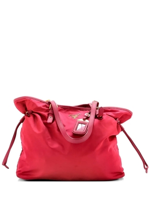 Prada Pre-Owned Belted Tessuto and Leather Medium tote bag - Pink