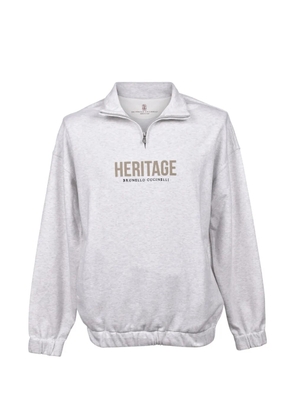 Brunello Cucinelli logo-print zip sweatshirt - Grey