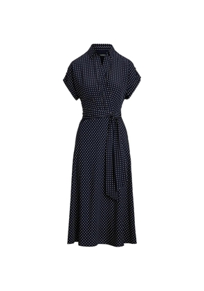 Lauren Ralph Lauren polka dot wrap-style midi dress - Blue