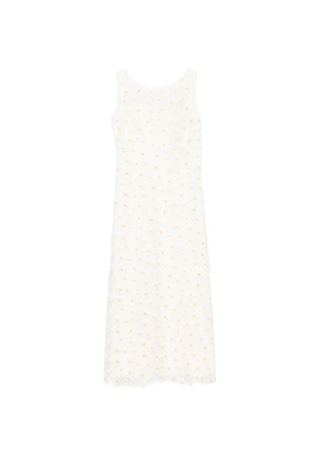 Luisa Cerano floral-appliqué midi dress - White