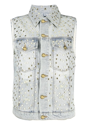 PINKO sleeveless studded denim jacket - Blue