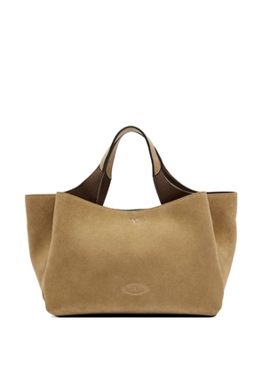 Tod's debossed-logo suede shoulder bag - Brown