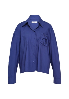 Open YY bead-pocket shirt - Blue