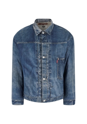 Junya Watanabe logo-detail denim jacket - Blue