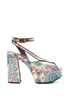 ETRO Paisley-pattern platform-heel sandals - Neutrals