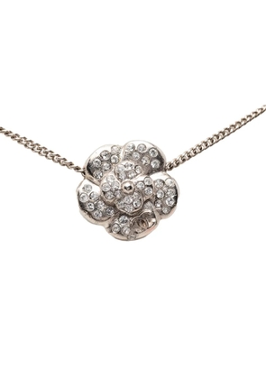 CHANEL Pre-Owned 2009 Gold Plated CC Strass Camellia Pendant Necklace costume necklace