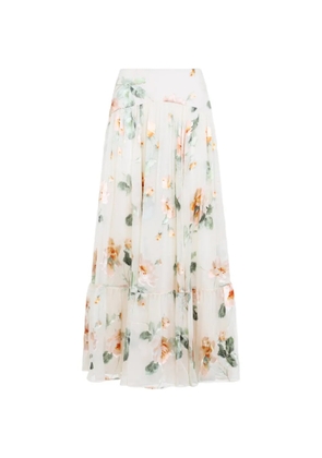ZIMMERMANN Carousel Burnout floral-print tiered skirt - Neutrals