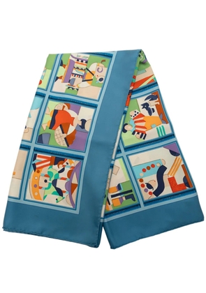 Hermès Pre-Owned 2000-2026 Les Petits Metiers De Paris Silk Scarf 90 scarves - Blue