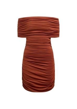 12 STOREEZ off-the-shoulder ruched mini dress - Brown