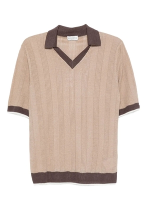 Ballantyne ribbed-knit polo-neck T-shirt - Neutrals