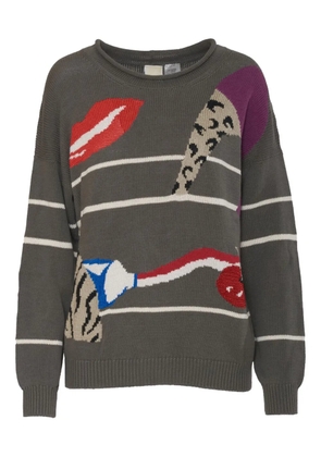 Krizia Pre-Owned intarsia-knit sweater - Grey