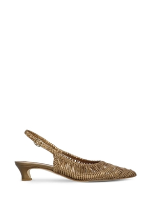 Julie Dee woven metallic slingback pumps - Gold
