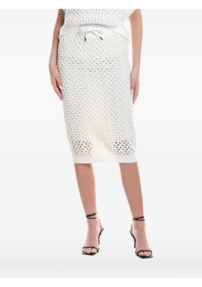 Brunello Cucinelli crochet drawstring midi skirt - White
