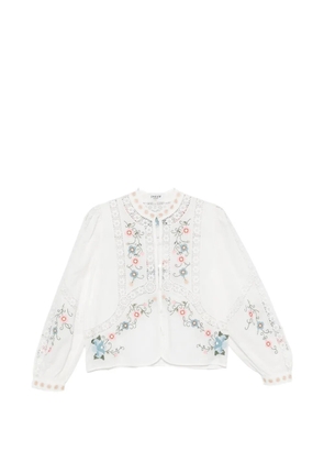 DREAM CATCHER embroidered lace-trim blouse - White