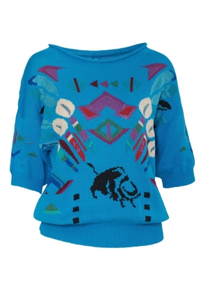 Krizia Pre-Owned intarsia-knit sweater - Blue