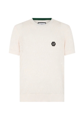 Philipp Plein openwork monogram T-shirt - Neutrals