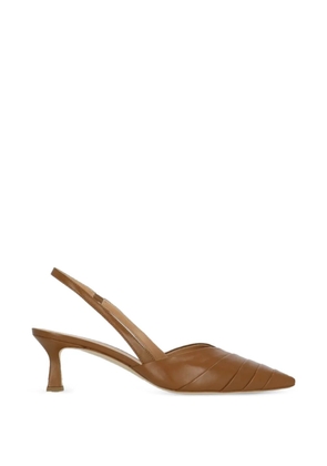 Julie Dee panelled leather slingback pumps - Brown