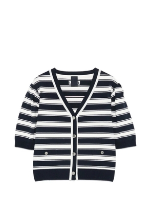 Juun.J horizontal-stripe puff-sleeve blouse - Blue
