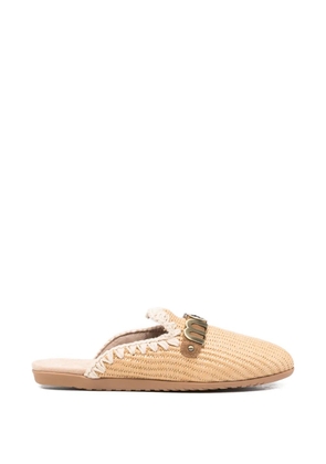 Mou logo-plaque flat mules - Neutrals