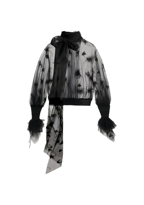 Blumarine insect-embroidered tulle blouse - Black