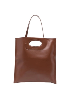 Gherardini Piattina logo-embossed leather clutch bag - Brown