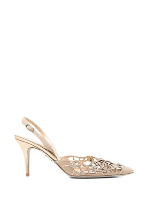 René Caovilla Eden crystal-embellished laser-cut pumps - Neutrals